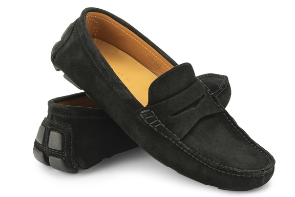 スウェードドライビングシューズ_ブラック